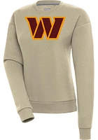 Antigua Washington Commanders Womens Khaki Full Front Victory Crew Sweatshirt