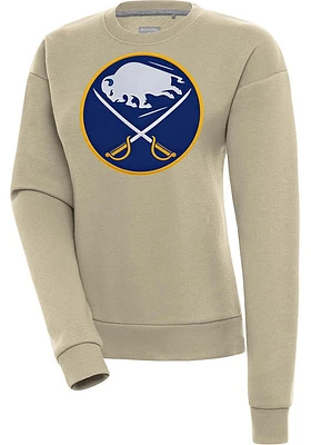 Antigua Buffalo Sabres Womens Khaki Full Front Victory Crew Sweatshirt