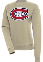 Antigua Montreal Canadiens Womens Khaki Full Front Victory Crew Sweatshirt