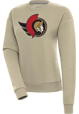 Antigua Ottawa Senators Womens Khaki Full Front Victory Crew Sweatshirt