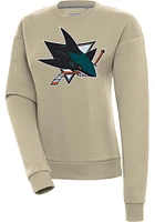 Antigua San Jose Sharks Womens Khaki Full Front Victory Crew Sweatshirt