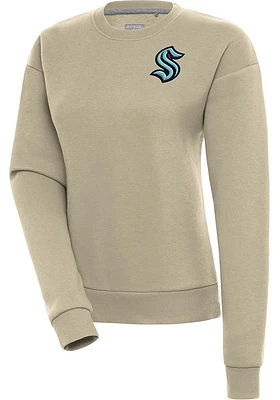 Antigua Seattle Kraken Womens Khaki Victory Crew Sweatshirt