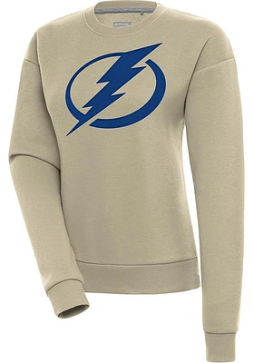 Antigua Tampa Bay Lightning Womens Khaki Full Front Victory Crew Sweatshirt