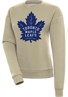 Antigua Toronto Maple Leafs Womens Khaki Full Front Victory Crew Sweatshirt