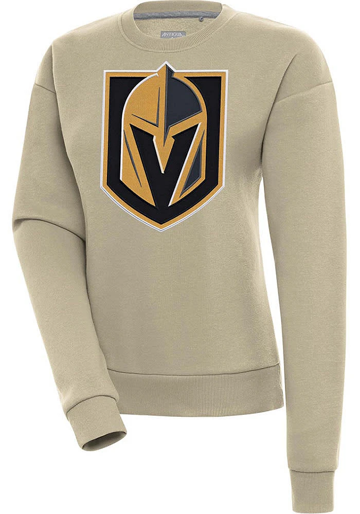 Antigua Vegas Golden Knights Womens Khaki Full Front Victory Crew Sweatshirt
