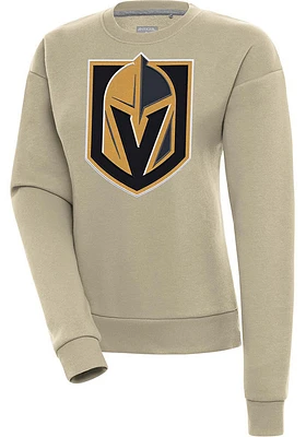Antigua Vegas Golden Knights Womens Khaki Full Front Victory Crew Sweatshirt