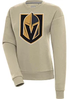 Antigua Vegas Golden Knights Womens Khaki Full Front Victory Crew Sweatshirt