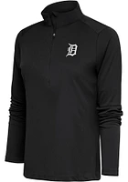 Antigua Detroit Tigers Womens Grey Metallic Logo Tribute Qtr Zip Pullover