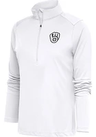 Antigua Milwaukee Brewers Womens White Metallic Logo Tribute Qtr Zip Pullover