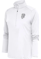 Antigua San Francisco Giants Womens White Metallic Logo Tribute Qtr Zip Pullover