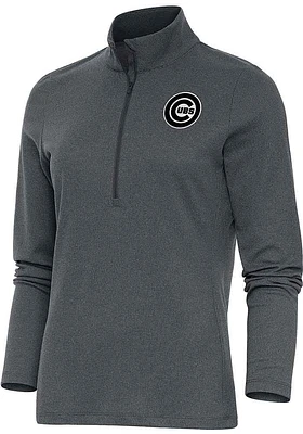 Antigua Chicago Cubs Womens Charcoal Metallic Logo Epic Qtr Zip Pullover