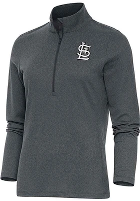 Antigua St Louis Cardinals Womens Charcoal Metallic Logo Epic Qtr Zip Pullover