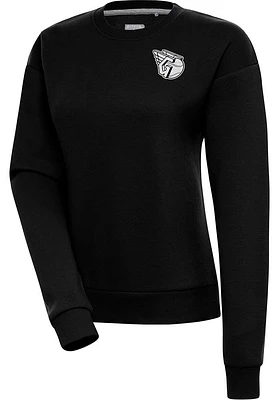 Antigua Cleveland Guardians Womens Metallic Logo Victory Crew Sweatshirt