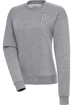 Antigua Detroit Tigers Womens Metallic Logo Victory Crew Sweatshirt