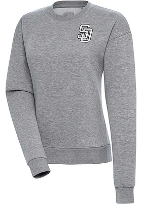 Antigua San Diego Padres Womens Metallic Logo Victory Crew Sweatshirt