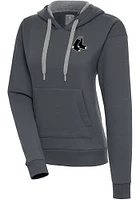 Antigua Boston Red Sox Womens Charcoal Metallic Logo Victory Hooded Sweatshirt