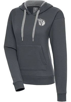 Antigua Cleveland Guardians Womens Charcoal Metallic Logo Victory Hooded Sweatshirt