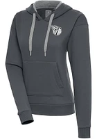 Antigua Cleveland Guardians Womens Charcoal Metallic Logo Victory Hooded Sweatshirt