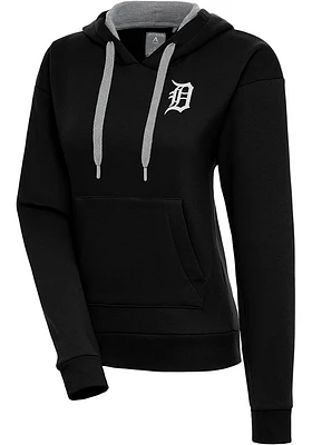 Antigua Detroit Tigers Womens Metallic Logo Victory Hooded Sweatshirt