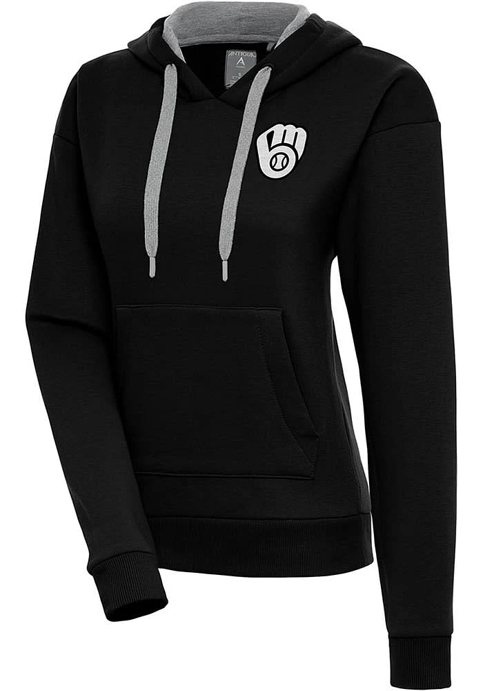 Antigua Milwaukee Brewers Womens Metallic Logo Victory Hooded Sweatshirt