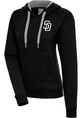 Antigua San Diego Padres Womens Metallic Logo Victory Hooded Sweatshirt