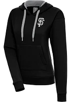 Antigua San Francisco Giants Womens Black Metallic Logo Victory Hooded Sweatshirt