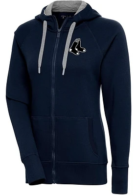 Antigua Boston Red Sox Womens Navy Blue Metallic Logo Victory Long Sleeve Full Zip Jacket