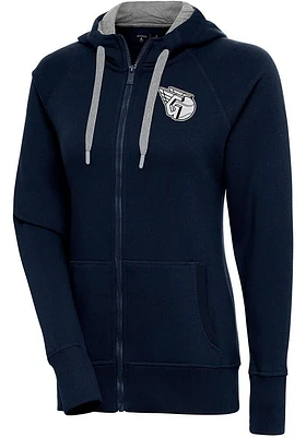 Antigua Cleveland Guardians Womens Navy Blue Metallic Logo Victory Long Sleeve Full Zip Jacket
