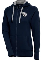 Antigua Cleveland Guardians Womens Navy Blue Metallic Logo Victory Long Sleeve Full Zip Jacket