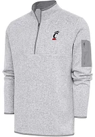 Antigua Cincinnati Bearcats Mens Grey Logo Fortune Long Sleeve Qtr Zip Pullover