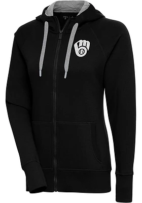 Antigua Milwaukee Brewers Womens Metallic Logo Victory Long Sleeve Full Zip Jacket