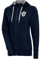 Antigua Milwaukee Brewers Womens Navy Blue Metallic Logo Victory Long Sleeve Full Zip Jacket