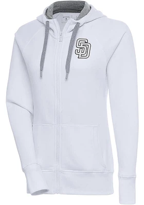 Antigua San Diego Padres Womens Metallic Logo Victory Long Sleeve Full Zip Jacket