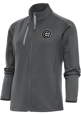 Antigua Chicago Cubs Womens Grey Metallic Logo Generation Light Weight Jacket