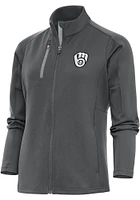 Antigua Milwaukee Brewers Womens Grey Metallic Logo Generation Light Weight Jacket