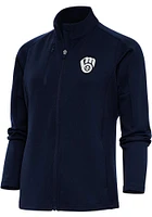 Antigua Milwaukee Brewers Womens Navy Blue Metallic Logo Generation Light Weight Jacket