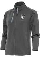 Antigua San Francisco Giants Womens Grey Metallic Logo Generation Light Weight Jacket