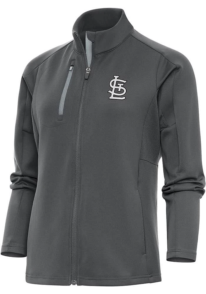 Antigua St Louis Cardinals Womens Grey Metallic Logo Generation Light Weight Jacket