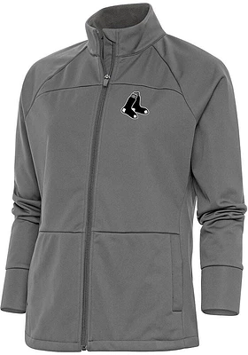 Antigua Boston Red Sox Womens Grey Metallic Logo Links Medium Weight Jacket