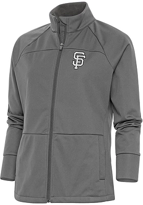 Antigua San Francisco Giants Womens Grey Metallic Logo Links Medium Weight Jacket