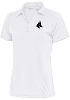 Antigua Boston Red Sox Womens White Metallic Logo Tribute Short Sleeve Polo Shirt