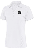 Antigua Chicago Cubs Womens Metallic Logo Tribute Short Sleeve Polo Shirt