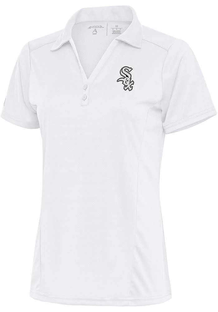 Antigua Chicago White Sox Womens Metallic Logo Tribute Short Sleeve Polo Shirt