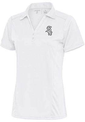 Antigua Chicago White Sox Womens Metallic Logo Tribute Short Sleeve Polo Shirt