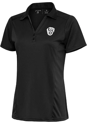 Antigua Milwaukee Brewers Womens Metallic Logo Tribute Short Sleeve Polo Shirt