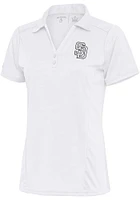 Antigua San Diego Padres Womens Metallic Logo Tribute Short Sleeve Polo Shirt