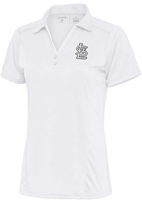 Antigua St Louis Cardinals Womens Metallic Logo Tribute Short Sleeve Polo Shirt