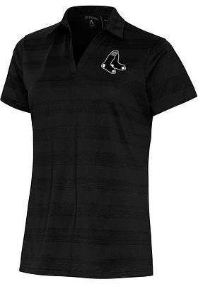Antigua Boston Red Sox Womens Metallic Logo Compass Short Sleeve Polo Shirt