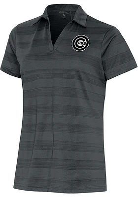 Antigua Chicago Cubs Womens Metallic Logo Compass Short Sleeve Polo Shirt