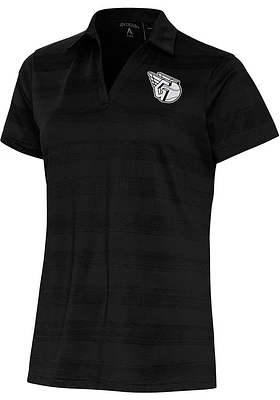 Antigua Cleveland Guardians Womens Metallic Logo Compass Short Sleeve Polo Shirt